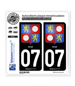 07 Ucel - Armoiries | Autocollant plaque immatriculation