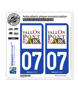 07 Vallon-Pont-d'Arc - Commune | Autocollant plaque immatriculation