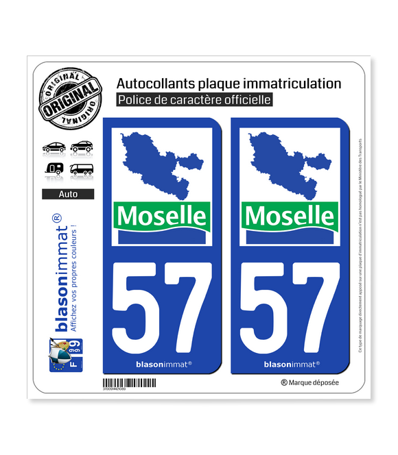 57 Moselle - Département | Autocollant plaque immatriculation