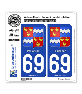 69 Pollionnay - Armoiries | Autocollant plaque immatriculation