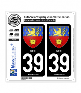 39 Dole - Armoiries | Autocollant plaque immatriculation