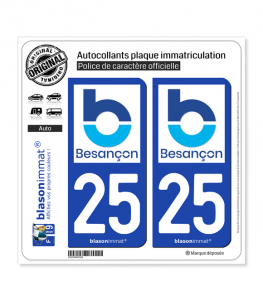 25 Besançon - Métropole | Autocollant plaque immatriculation