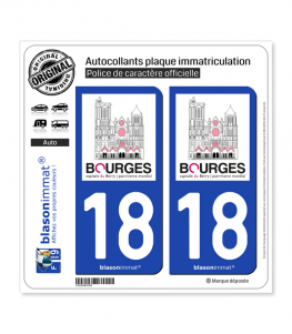 18 Bourges - Tourisme | Autocollant plaque immatriculation