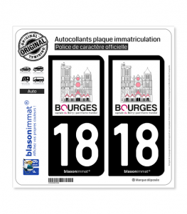 18 Bourges - Tourisme | Autocollant plaque immatriculation