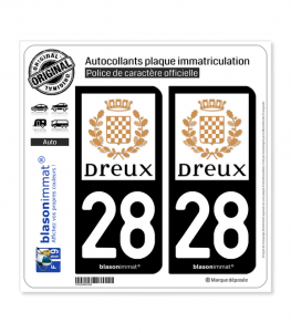 28 Dreux - Ville | Autocollant plaque immatriculation