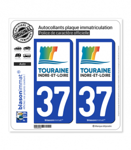 37 Indre-et-Loire - Département | Autocollant plaque immatriculation