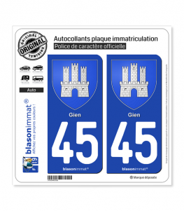 45 Gien - Armoiries | Autocollant plaque immatriculation