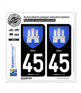 45 Gien - Armoiries | Autocollant plaque immatriculation