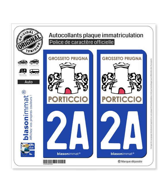 2A Grosseto-Prugna - Commune | Autocollant plaque immatriculation