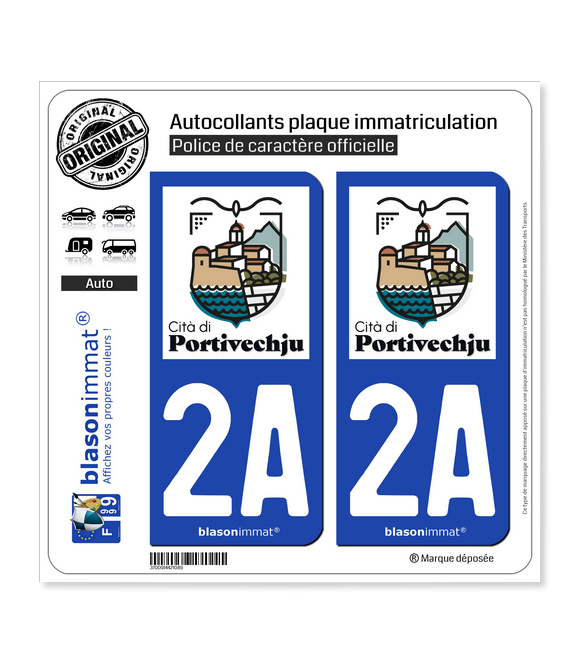 2A Porto-Vecchio - Ville | Autocollant plaque immatriculation