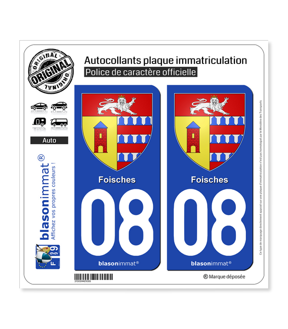 08 Foisches - Armoiries | Autocollant plaque immatriculation