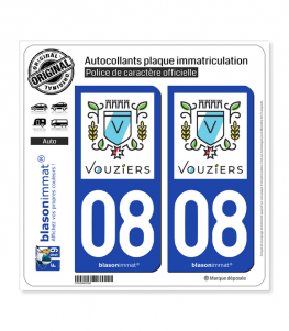 08 Vouziers - Ville | Autocollant plaque immatriculation