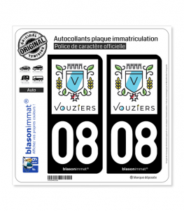 08 Vouziers - Ville | Autocollant plaque immatriculation