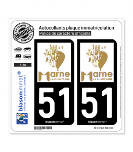 51 Marne - Tourisme | Autocollant plaque immatriculation