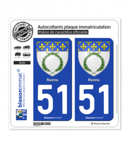 51 Reims - Armoiries | Autocollant plaque immatriculation