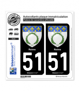 51 Reims - Armoiries | Autocollant plaque immatriculation