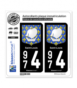 974 Saint-Louis - Armoiries | Autocollant plaque immatriculation