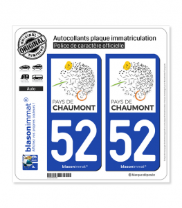 52 Chaumont - Pays | Autocollant plaque immatriculation