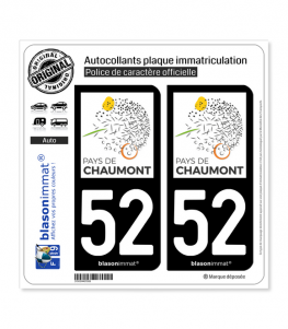 52 Chaumont - Pays | Autocollant plaque immatriculation