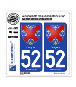 52 Langres - Armoiries | Autocollant plaque immatriculation