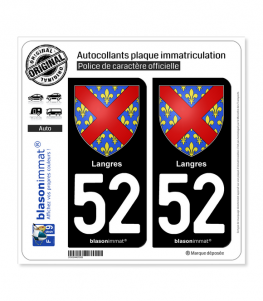 52 Langres - Armoiries | Autocollant plaque immatriculation