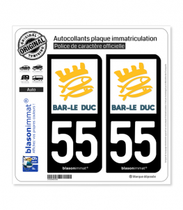 55 Bar-le-Duc - Ville | Autocollant plaque immatriculation