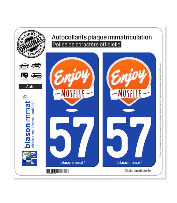 57 Moselle - Enjoy | Autocollant plaque immatriculation