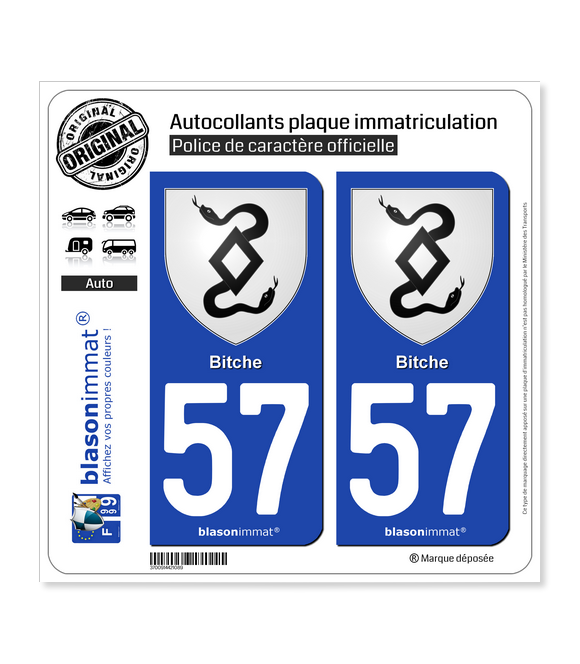 Armoiries57230 2 Blasons plaque immatriculation auto57 Bitche 