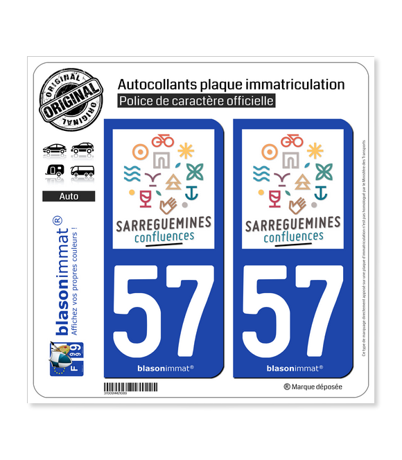 57 Sarreguemines - Tourisme | Autocollant plaque immatriculation