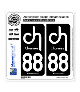 Adesivi Per Targa Auto - Dipartimento 88 Vosges Con Logo Grand Est - Coppia 45x100 Mm - Fabbricazione Francese In Vinile UV