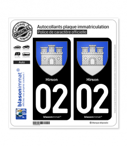 02 Hirson - Armoiries | Autocollant plaque immatriculation