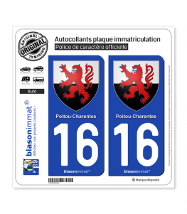 16 Poitou-Charentes - Armoiries | Autocollant plaque immatriculation