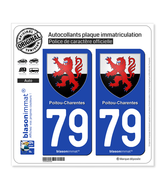 79 Poitou-Charentes - Armoiries | Autocollant plaque immatriculation