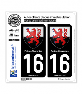 16 Poitou-Charentes - Armoiries | Autocollant plaque immatriculation