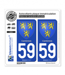 59 Cambrésis - Armoiries | Autocollant plaque immatriculation