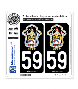 59 Dunkerque - Armoiries II | Autocollant plaque immatriculation