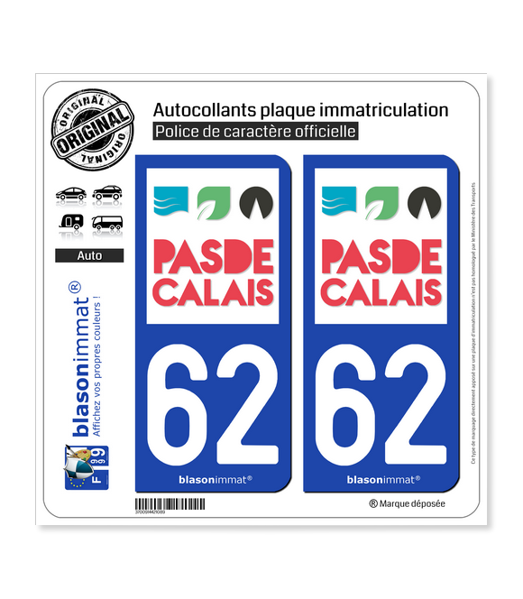 62 Pas-de-Calais - Tourisme | Autocollant plaque immatriculation