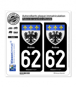 62 Ardres - Armoiries | Autocollant plaque immatriculation