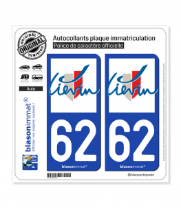 62 Liévin - Ville | Autocollant plaque immatriculation