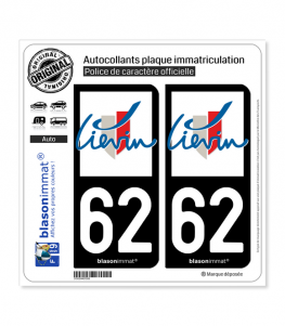 62 Liévin - Ville | Autocollant plaque immatriculation