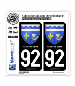 92 Hauts-de-Seine - Armoiries | Autocollant plaque immatriculation