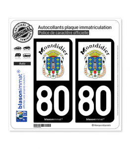 80 Montdidier - Ville | Autocollant plaque immatriculation