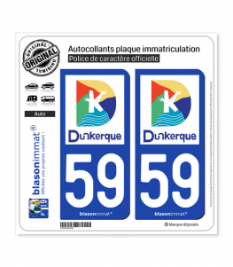 59 Dunkerque - Ville | Autocollant plaque immatriculation