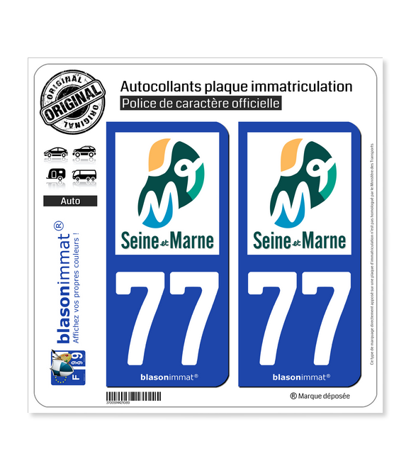 77 Seine-et-Marne - Tourisme | Autocollant plaque immatriculation