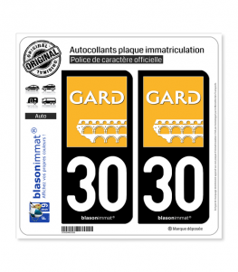 30 Gard - Département  Autocollant plaque immatriculation