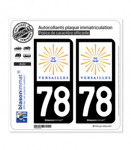 78 Versailles - Tourisme | Autocollant plaque immatriculation (fond noir)