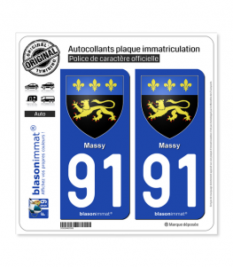91 Massy - Armoiries | Autocollant plaque immatriculation