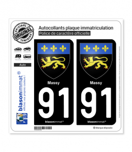 91 Massy - Armoiries | Autocollant plaque immatriculation