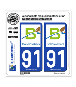 91 Ballainvilliers - Commune | Autocollant plaque immatriculation