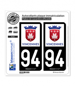 94 Vincennes - Ville | Autocollant plaque immatriculation